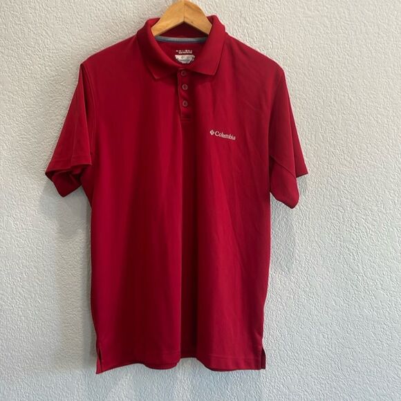Columbia Red Omni Shade Sun Protection Athletic Polo Size Large - Picture 1 of 5
